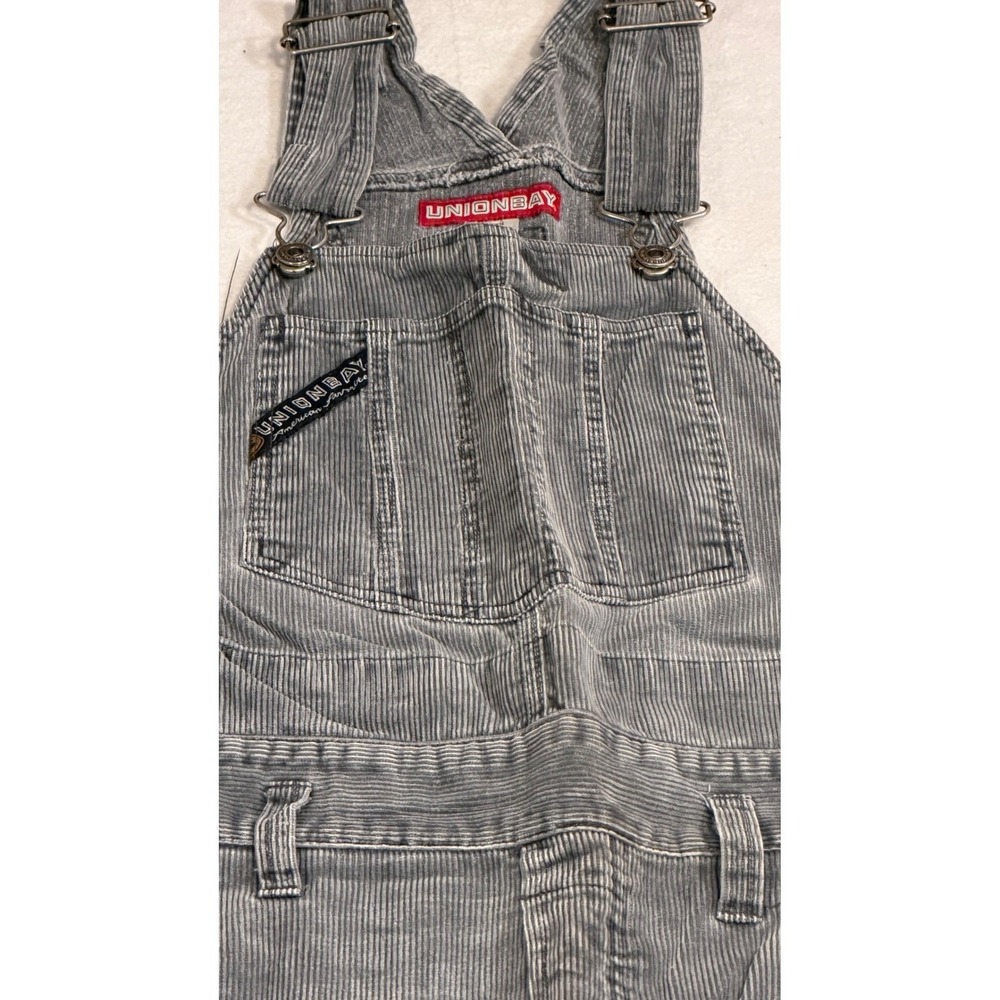 Union Bay Vintage Grey Corduroy Overalls Wide Leg Bib Adjustable Strap Y2K